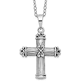 JewelryWeb 925 Sterling Silver Polished Spring-Ring Oxidized Antiqued Religious Faith Cross Ash Holder 18inch Necklace Pendant Necklace for Women