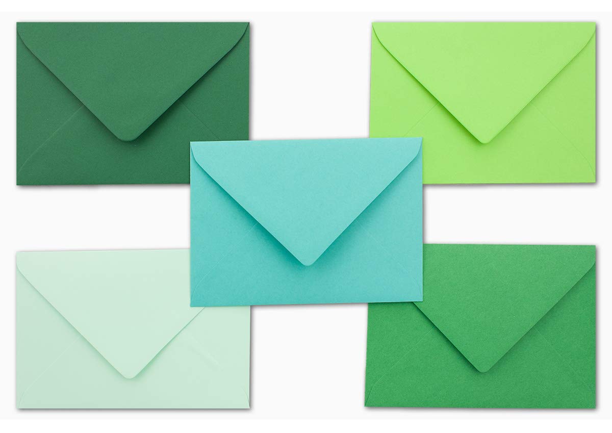 FarbenFroh by GUSTAV NEUSER 20x envelope package - DIN C6 - approx. 11.4 x 16.2 cm - The green ones - 5 colours, 4 envelopes each - 120 g/m² - Colourful series