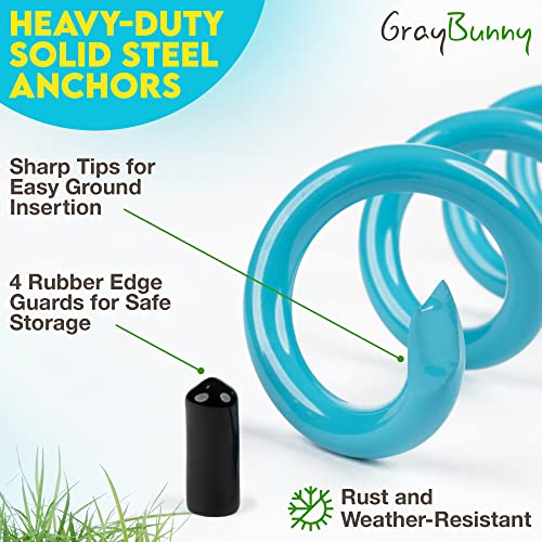 Drillable Spiral Ground Anchor, 16 Inches, 4Pack Set, Folding Ring For