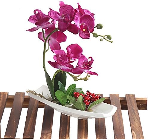 Leeman Artificial Lifelike Real Touch Flowers Arrangement Phalaenopsis Bonsai Orchid Miniascape Home Decoration Holiday Gift (Pink 547)