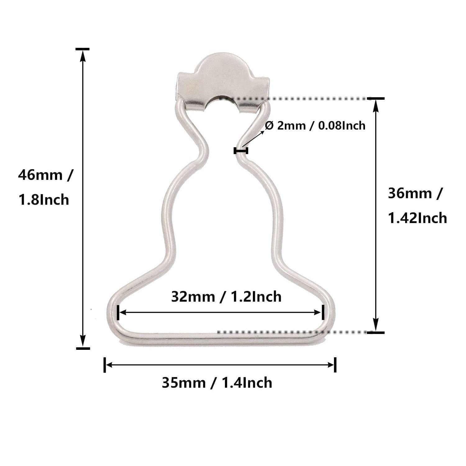 BIKICOCO Gourd Shape Overall Suspender Dungaree Buckles, 1-1/4'' Wide Bottom, for Rompers Sewing DIY, Silver - Pack of 20