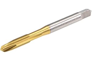 uxcell Spiral Point Plug Threading Tap M6 x 0.75 Thread, Ground Threads H2 3 Flutes, High Speed Steel HSS 6542, Titanium Coat