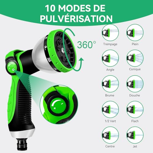 Yofidra Expandable Garden Hose – 15 m/50 ft Flexible Garden Hose with 10 Spray Models, Metal Connectors 1/2 Inch and 3/4 Inch Garden Hose for Garden, Watering, Cleaning