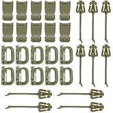 BOOSTEADY 36PCS Attachments for Tactical Backpack Vest Belt,D-Ring Grimloc Locking Gear Clip, Web Dominator Elastic Strings, Strap Management Tool Buckle,Hydration Tube Clips,Key Ring,MOLLE Bag