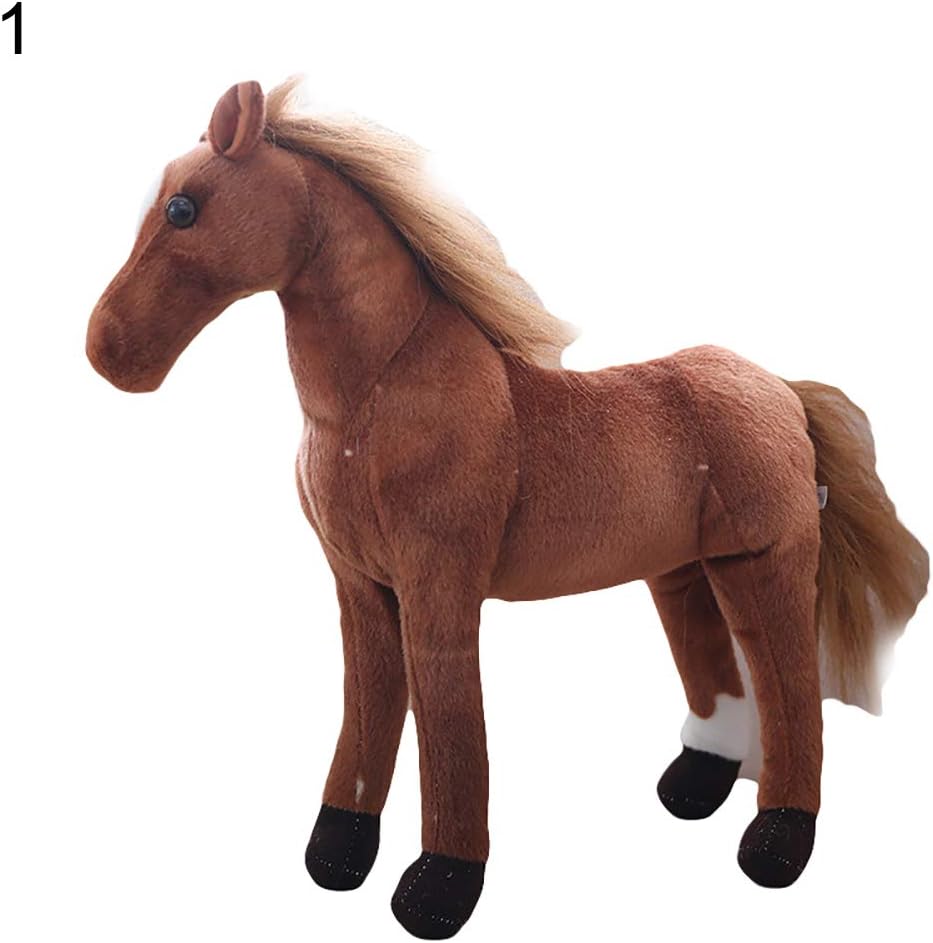 Kuizhiren1 Soft Animal Doll Stuffed Plush Toy ，3D Simulation Horse Animal Plush Stuffed Doll Kids Toy Room Decor Photo Props - 1# 30cm
