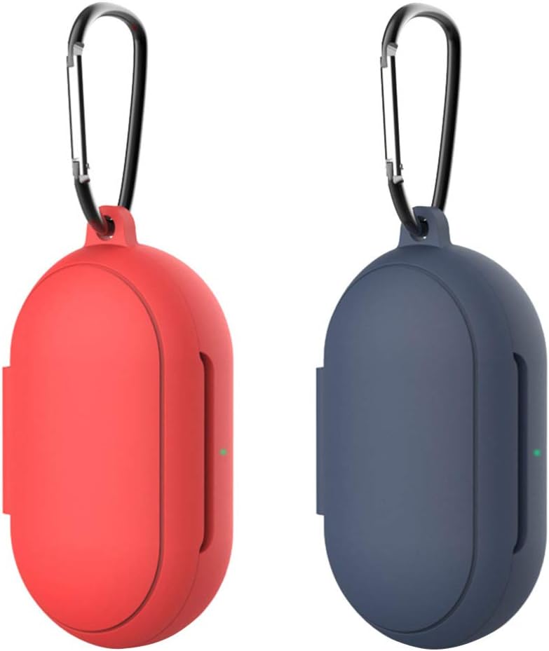 Hemobllo 2pcs Silicone Earphone Case Cover for Buds Headset Protector Phone Accessories, Red and Dark Blue, 8x4.5x3.1cm