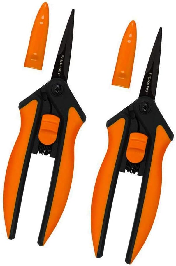 Fiskars Micro-Tip Pruning Snips, Non-Stick Blades 2 Pack Orange, Product Dimensions: 0.88 x 3.88 x 10.75 inches