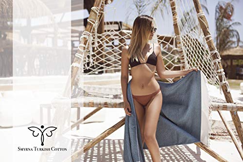 Smyrna Original Turkish Beach Towel | 100% Cotton, Prewashed, 37 x 71 Inches | Peshtemal and Turkish Bath Towel for SPA, Beach, Pool, Gym and Bathroom (Navy Blue)