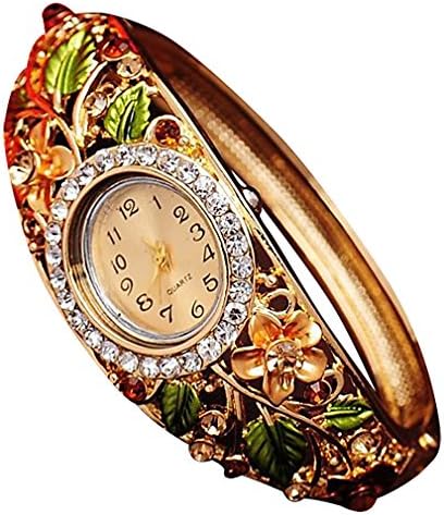Special Jewelry, Women's Classic 18K Gold Bangle CZ Rhinestone Crystals Bangle Bracelet Wrist Watch BR53, Brown