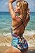 BeautyIn Womens Monokini Swimsuits Sexy Cross Lace Up Low Back Print One Piece Bathing Suits,Multicolored,US 8/M
