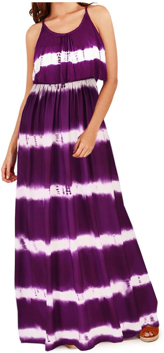 KEYI Hawaiian Fancy Dress for Women Sleeveless Loose Long Dress Fashion