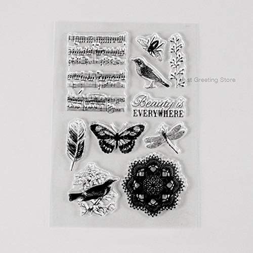 Musical Notation Stamps Birds,Butterfly,Dragonfly,Feather Stamps for Scrapbooking