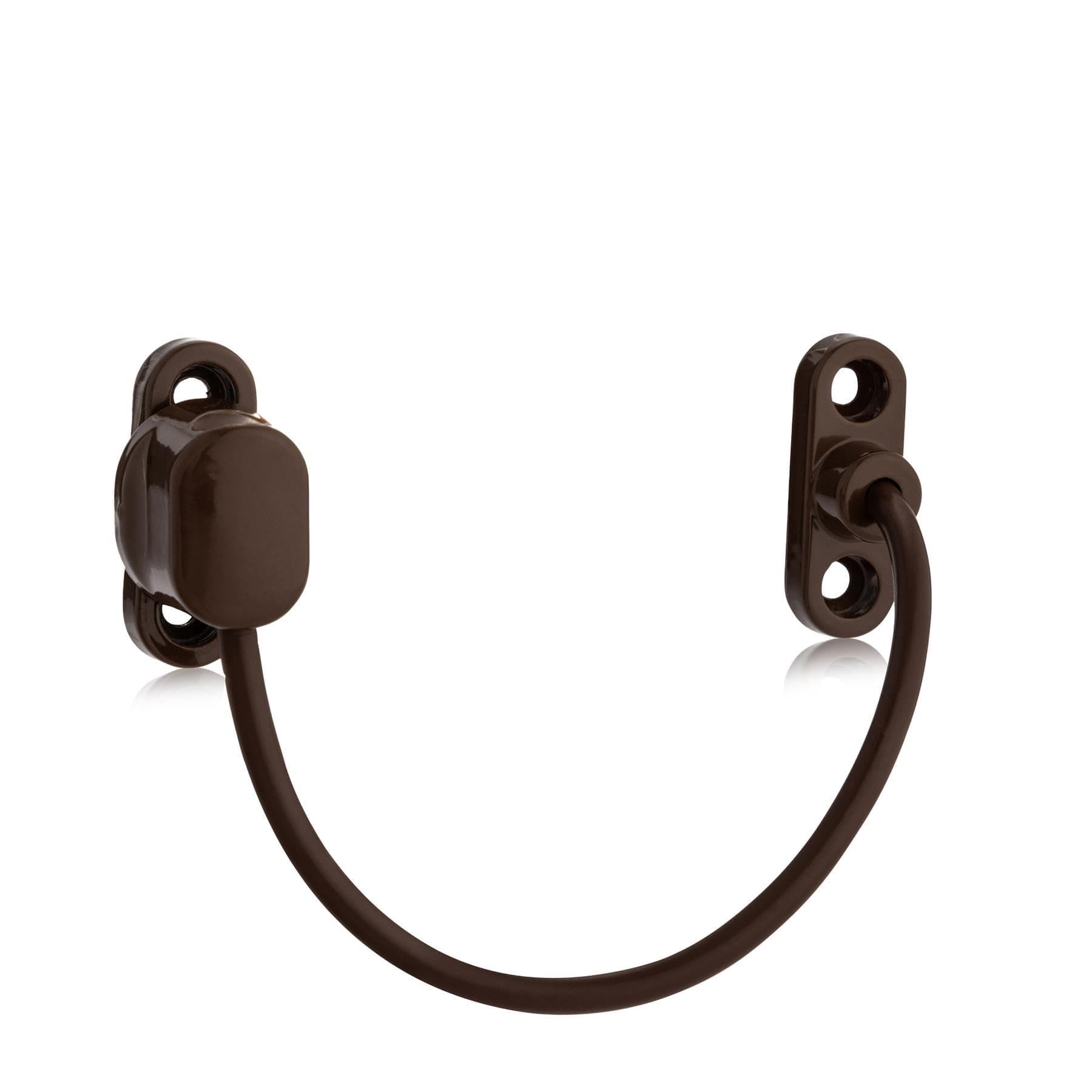 XFORT Viper Thumbturn Locking Cable Window Restrictor in Brown, Keyless Durable Window Safety Lock for Child Safety and Window Security