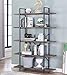 O&K FURNITURE 5-Tier Industrial Style Bookshelf, Wood and Metal Bookcases Furniture, 70