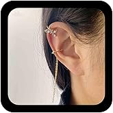 Iaceble Crystal Butterfly Ear Cuff Earrings Circle Ear Clip Earrings Gold Tassel Chain Drop Ear Cuff Earrings Tiny Cz Butterfly Ear Wrap Earrings Jewelry for Women and Girls