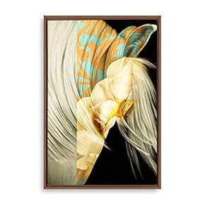 SIGNFORD Framed Canvas Home Artwork Decoration Golden Abstract...