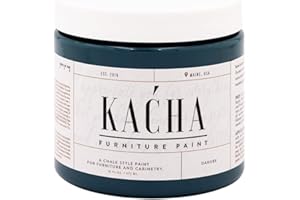 Kacha Furniture Paint | Green Chalk Style Paint for Furniture, Cabinets, and Crafts | Pint -16 oz | Danube | Low VOC | Matte | (Topcoat Required)