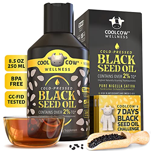 CoolCow Black Seed Oil Liquid, 5X Potent Thymoquinone (Up to 3), Cold