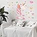 HUABEI Wall Decals Unicorn Golden Heart Bow Star Wall Sticker for Girls Vinyl Peel and Stick Fairy Removable Baby Kids Room Nursery Party Decoration