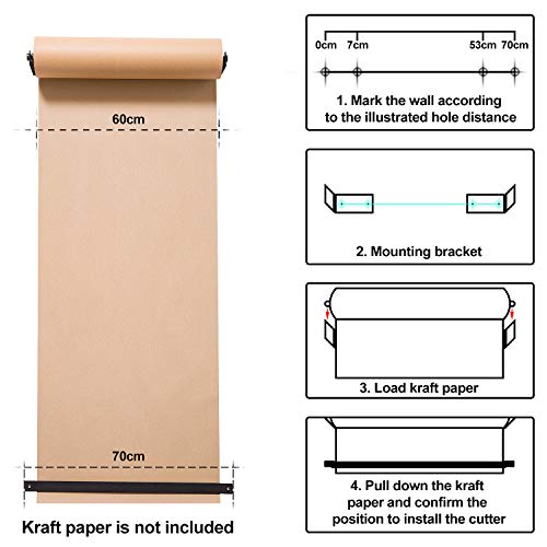 ISTOYO Kraft Paper Roll Display - Note Roll Wall Board, Wall Mounted Kraft Paper Roll Holder/Dispenser with Cutter Bar for List, Menus, Painting, Desgin (Bracket Only)-24 inch