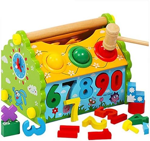 Kids Toddler Puzzle Knock Ball Digital House Disassembly Combination Digital Wisdom Shape Cognitive Pairing Intelligence Box Childhood Educational Wooden Toys