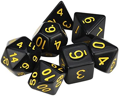 Trpg Dice,Game Dungeons & Dragons Multisided Dice Set,Multicolor Polyhedral D4-D20 Dices 7pcs (Yellow)