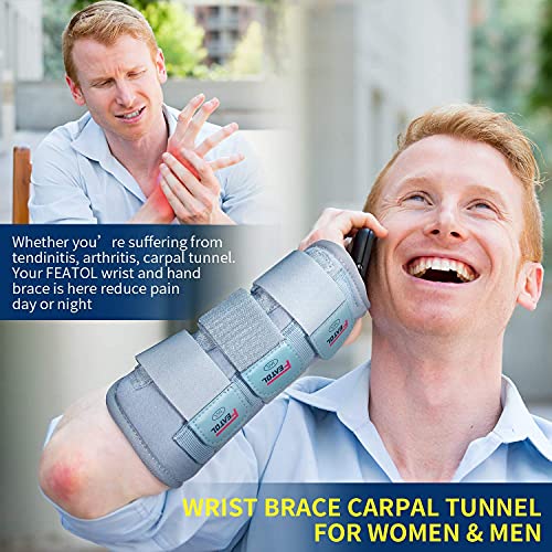 Wrist Brace for Carpal Tunnel for Women Men, Adjustable Night Sleep Support Brace with Splints Right Hand, Small/Medium