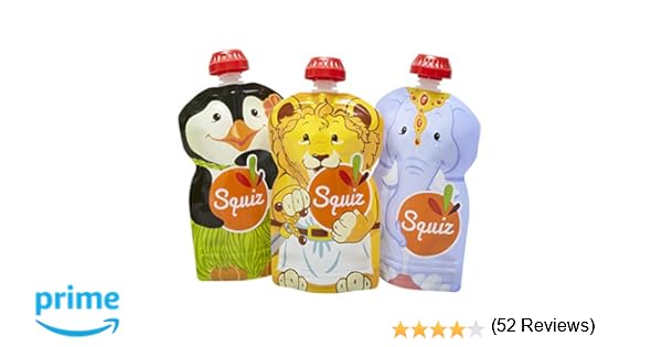 SQUIZ - 3 Bolsitas recargables y reutilizables 130ml para compotas ...