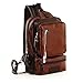 Zebella Men's Letaher Unbalance Chest Pack Multipurpose Backpack Crossbody Shoulder Bag Travel Sling Bag
