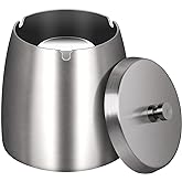OILP X-Large Outdoor Ashtray with Lid for Cigarettes,Stainless Steel Windproof/Rainproof Heavy Hidden Ashtray for Outside Patio Home Table Decor (X-Large)