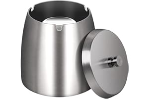 OILP X-Large Outdoor Ashtray with Lid for Cigarettes,Stainless Steel Windproof/Rainproof Heavy Hidden Ashtray for Outside Patio Home Table Decor (X-Large)