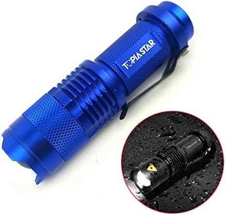 TOPIA STAR Mini Tactical LED Flashlight Water Resistant Ultra Bright Zoomable Mini Flashlight (blue)