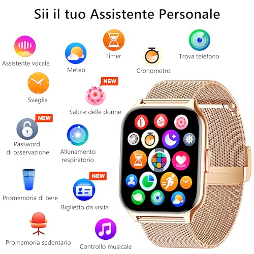 ZOSKVEE Men's Women's Smartwatch, Make / Answer Calls, 2.0 Inches Fitness Watch, 100+ Sport Modes, SpO2 Monitoring/Sleep/Blood Pressure/Heart Rate, Compatible iOS/Android
