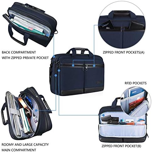 KROSER 18” Laptop Bag Stylish Laptop Briefcase Fits Up to 17.3 Inch Laptop Expandable Water-Repellent Shoulder Messenger Computer Bag with RFID Pocket for Travel/Business/School/College/Men/Women-Navy 4 KROSER 18” Laptop Bag Stylish Laptop Briefcase Fits Up to 17.3 Inch Laptop Expandable Water-Repellent Shoulder Messenger Computer Bag with RFID Pocket for Travel/Business/School/College/Men/Women-Navy