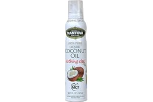 Mantova Coconut Oil Spray, 100% Pure Cooking Oil, Ideal for Healthy Keto Snacks, Baking, Grilling, and Seasoning - Versatile Dispenser for Spray, Drip, or Stream with No Waste, 5 oz
