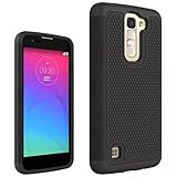 LG K7 Case,LANDFOX Rubber Hybrid Hard Silicone Shockproof Case Cover For LG K7 (Black)