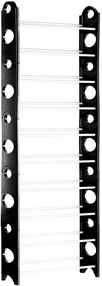 Great Ideas Standing Shoe Rack / Holder / Organiser / Stand Black - Holds Up To 30 Pairs Of Shoes, Trainers, High Heels, Boots - Adjustable Rail Positions
