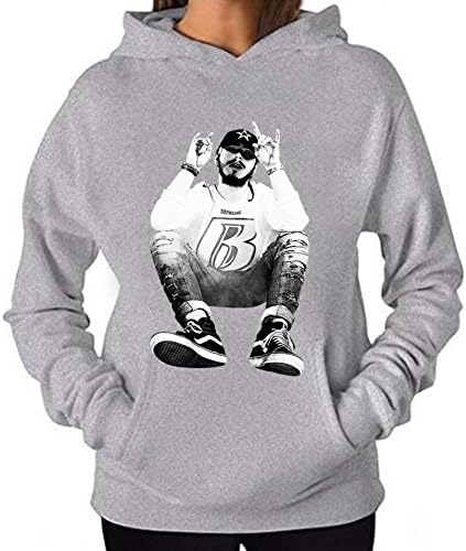Aldwin Mananquil Women's Post Malone Rap Yo Graphic Hoodies M Grey
