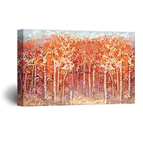 Abstract Trees with Yellow and Red Leaves in Forest