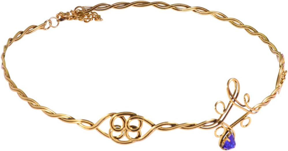 Lurrose Fairy Medieval Headbands Gold Circlet Headband with Jewels, Mental Hair Clasp Cosplay Festival Hair Accessories for Women Girls - Image 3