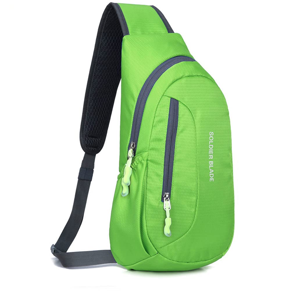 Outdoor Sling Crossbody Shoulder Chest Bag Pack Running Hiking Cycling Travel Backpack for Men Woman Teens, Green