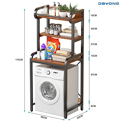 DAYONG Over Washing Machine Storage Rack, 3-Tier Laundry Organiser with Shelves, Bathroom Room Shelf, Shelving Units Clothes Dryers Shelf for Laundry Room, Balcony, Bathroom (Black)