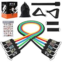 Trotinic Resistance Bands Set, 11PC Exercise Bands Workout Bands with Door Anchor, Handles, Ankle Straps and Carry Bag for Resistance Training and Body Stretching Physical Therapy