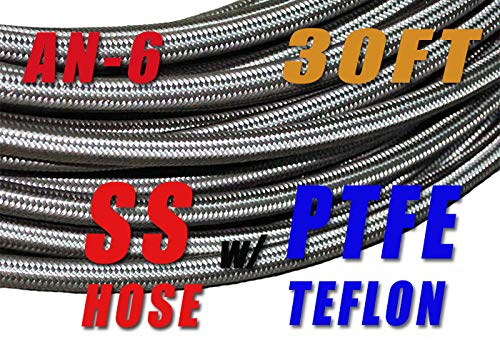 AN6 AN-6 6 AN Stainless Steel PTFE Ethanol E85 Fuel Hose Oil Gas Line Price fo 30FT