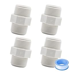 HayEastdor 4PCS 1" PVC Pipe Fitting Hex Nipple G1