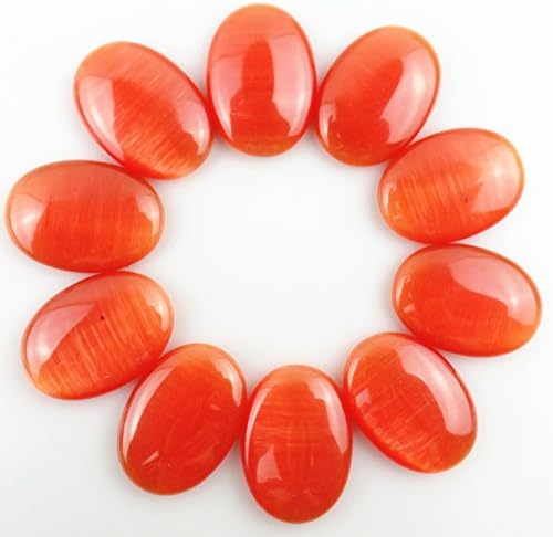 JCGJ Semi Precious Stones,Healing Crystal Cat Eye Oval Cab Cabochon for Jewelry Making(25x18x6mm,10pcs)