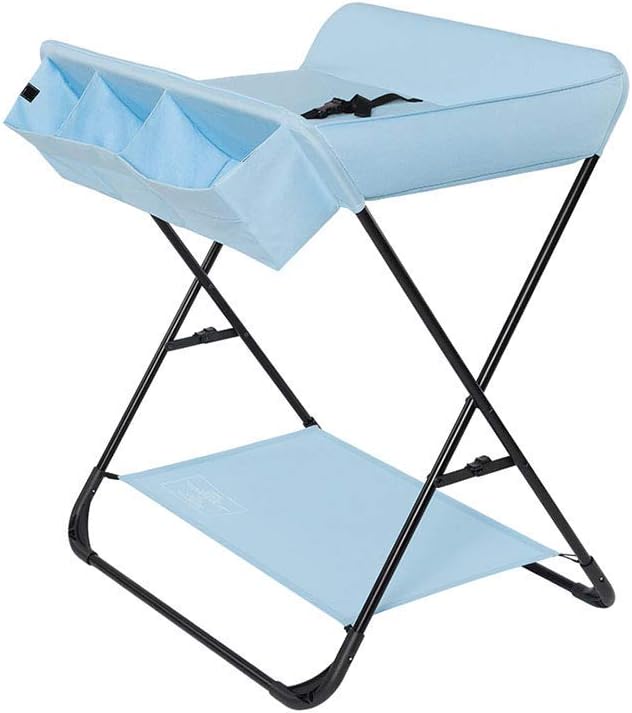 CWJ Small Bed Convenient for Look After Baby Without Bending Over, Blue Baby Folding Portable Bathing Massage Diaper Table for Newborn Toddler Save Space Storage Desk