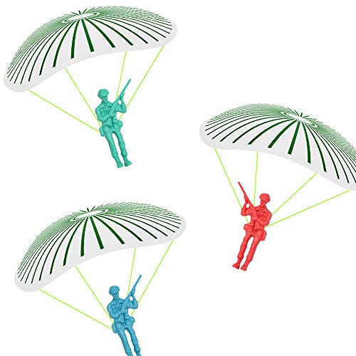 PROLOSO Vinyl Paratroopers Plastic Warrior Figures Mini Parachute Men Airborne Action Figures Party Favors Toy Assortment 30 Pack - Thumbnail 2