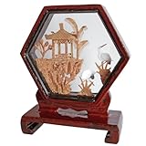 Small Oriental Garden View w/Cranes & Pavillion - Chinese Cork Sculptures