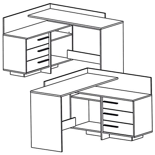habeig Eckschreibtisch Schreibtisch Computertisch Bürotisch Arbeitstisch weiß Eiche 129x105 cm – Bild 4